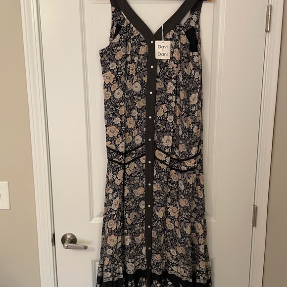 NWT Vici for Davi & Dani Floral Sleeveless Long Vest Duster Maxi Dress - Picture 7 of 13
